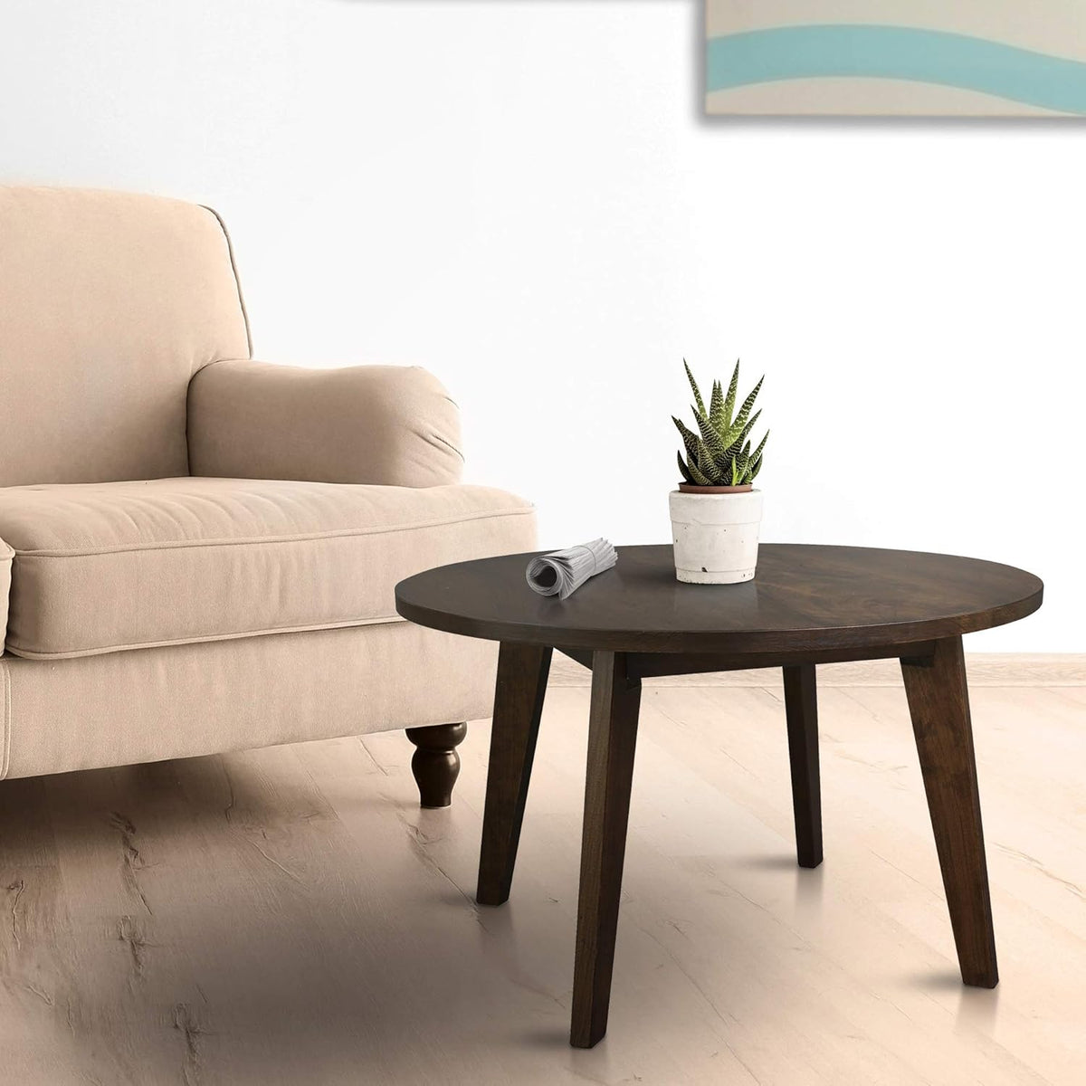 24 Round Solid Wood Coffee Table Antique Cherry G93575