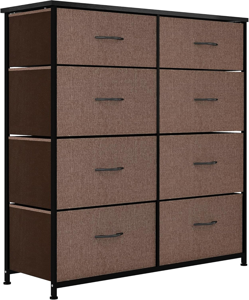 Charcoal 8 Drawer Fabric Dresser with Steel Frame and Wooden Top P507556