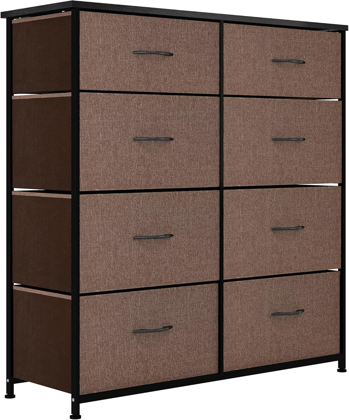 Charcoal 8 Drawer Fabric Dresser with Steel Frame and Wooden Top P507556