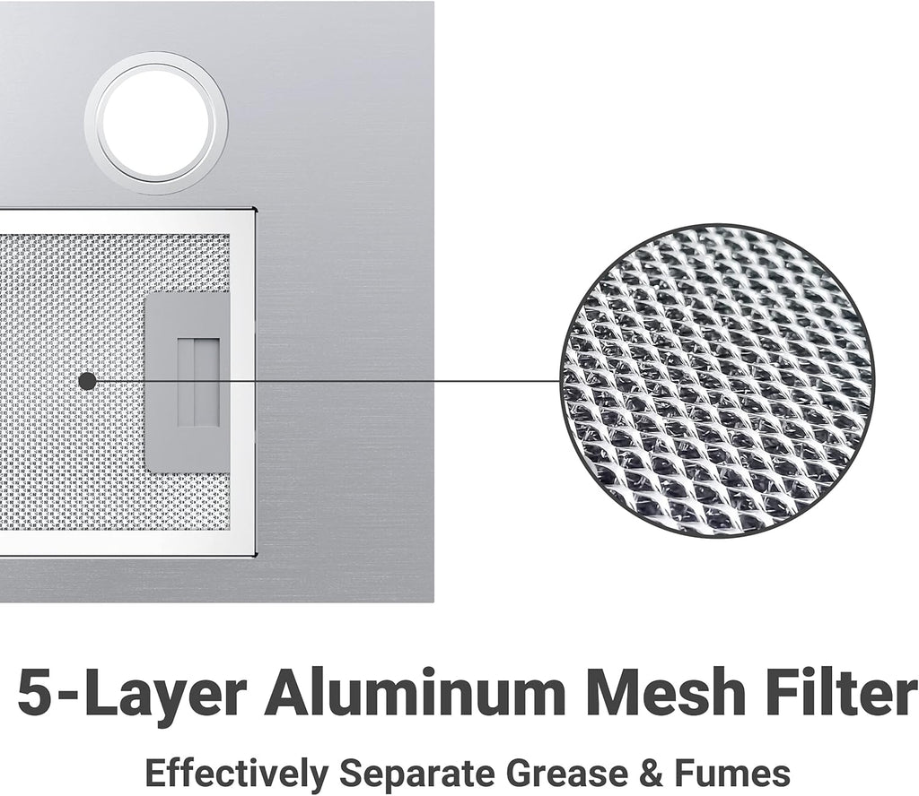 Stainless Steel Built In Range Hood Insert with 3 Speed Exhaust Fan Z458258