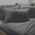 6 Piece Full XL Microfiber Bed Sheet Set with Extra Pillowcases, Deep Pockets Fitted Sheet, Charcoal Stone Gray S8135