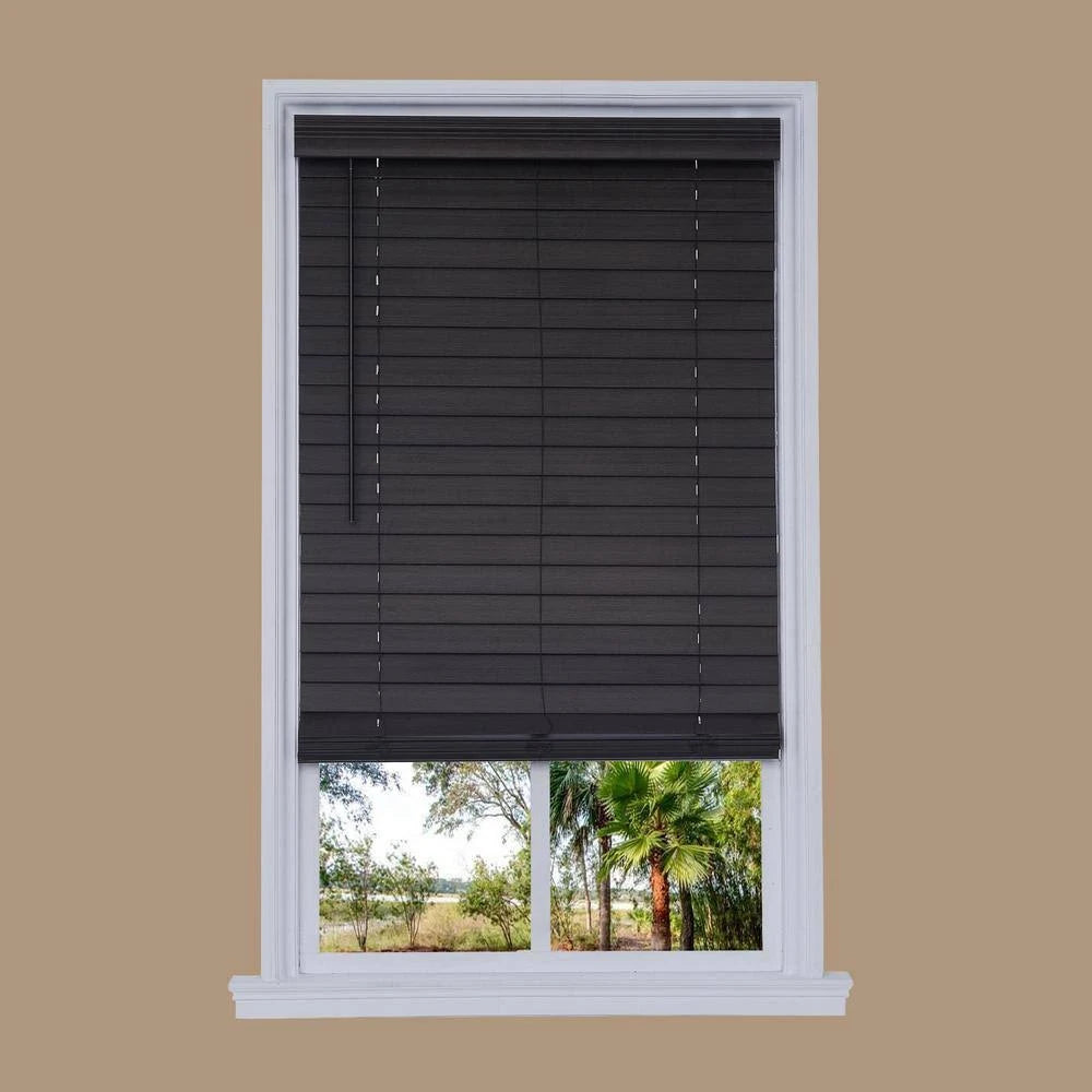 Walnut Faux Wood Cordless Room Darkening Horizontal Blinds H927