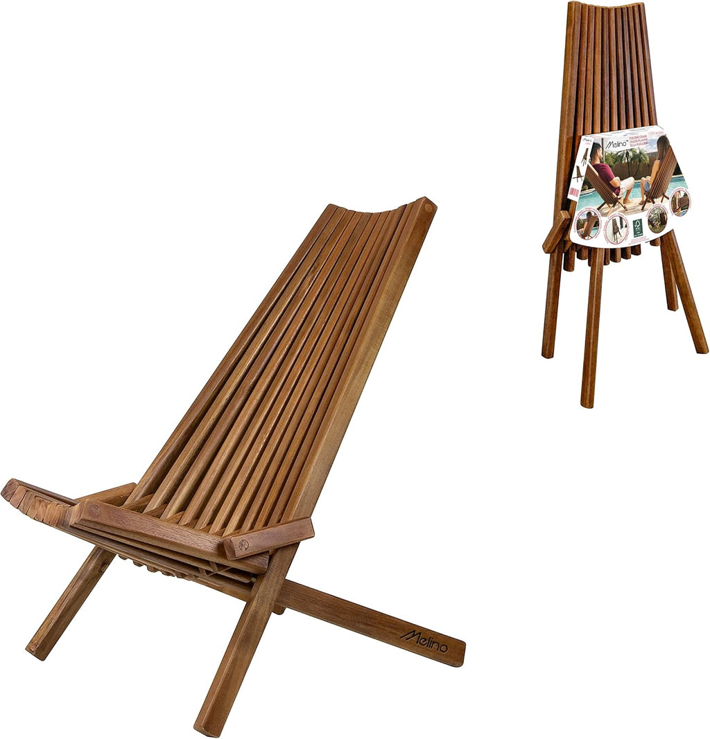 Folding Acacia Wood Outdoor Lounge Chair I698