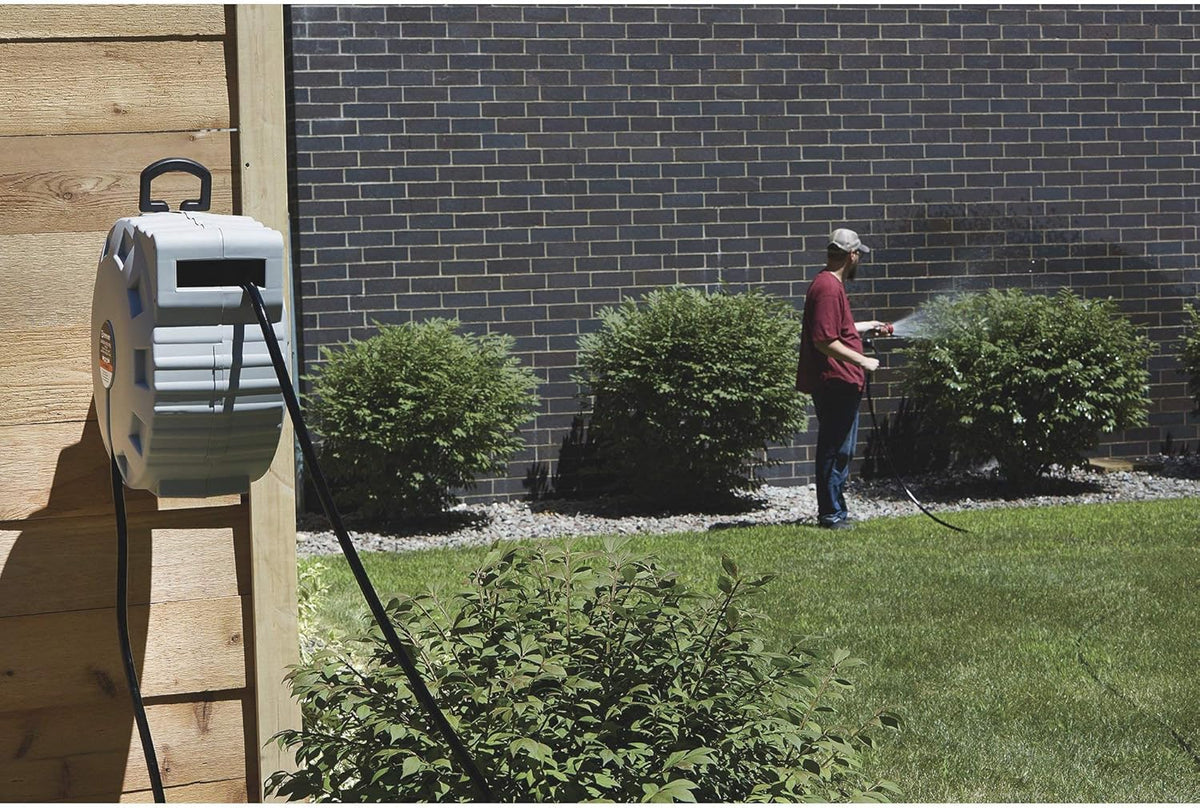 Retractable Garden Hose Reel with 5/8in. Dia. x 80ft. Hose - Wall Mount I317286