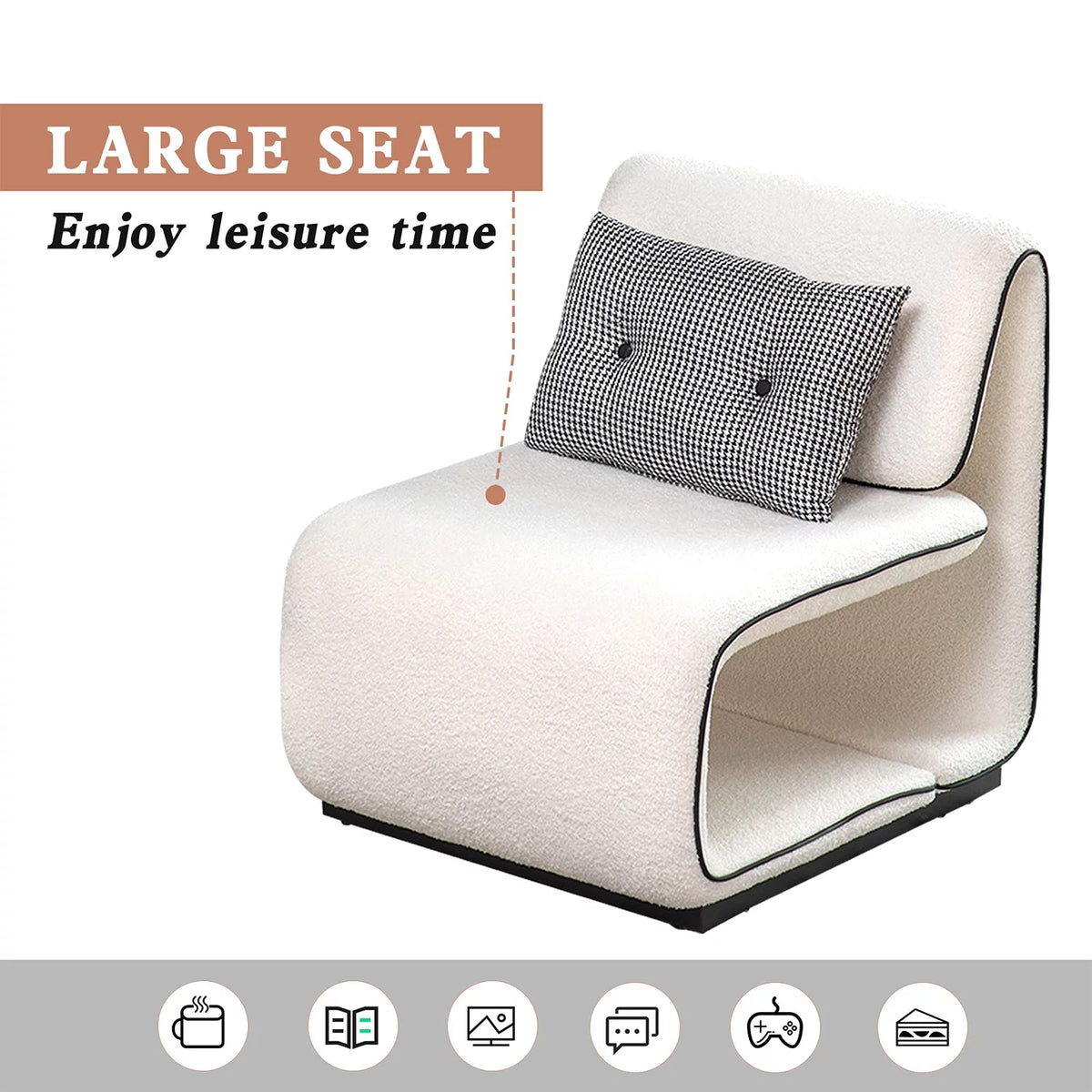 White Upholstered Sherpa Accent Chair B53363