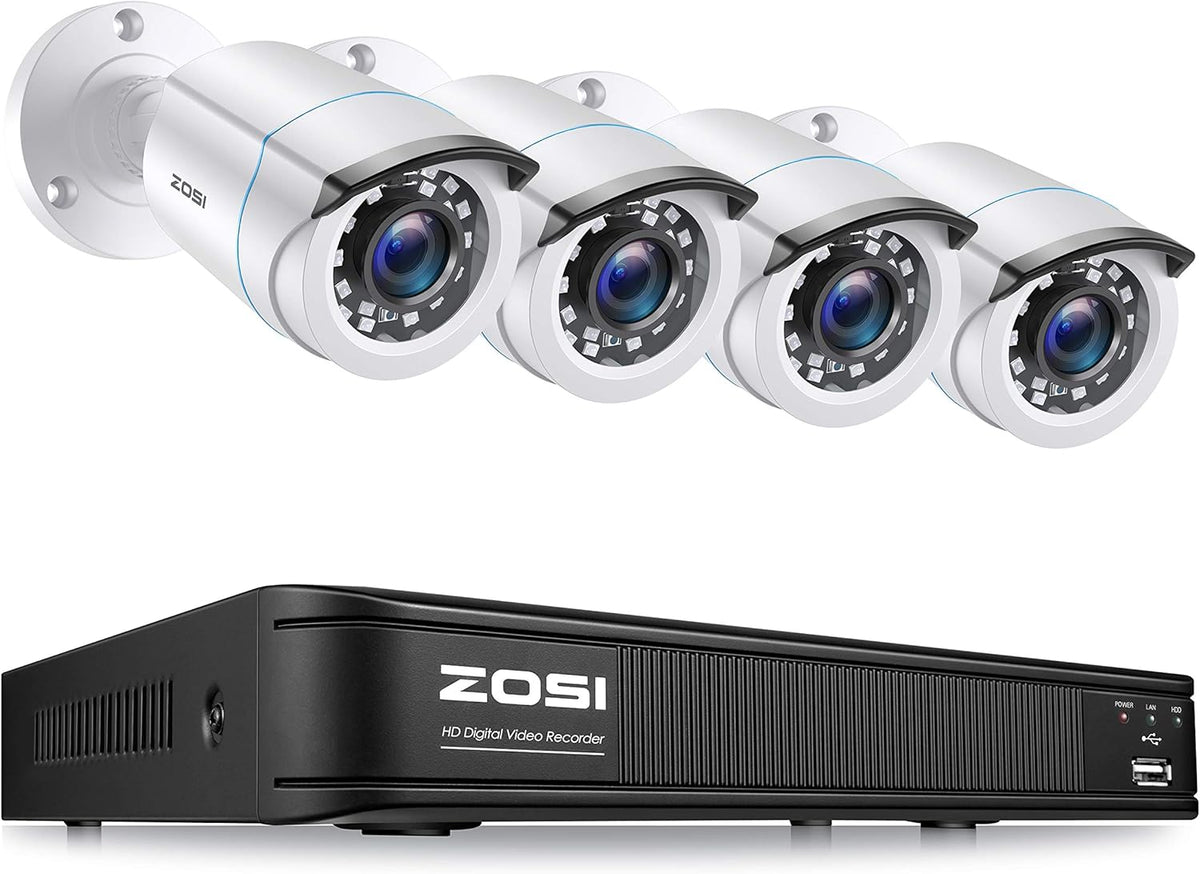 8 Channel 5MP Lite Surveillance DVR with 1TB Hard Drive and 4 x 1080p Weatherproof CCTV Bullet Camera F6762