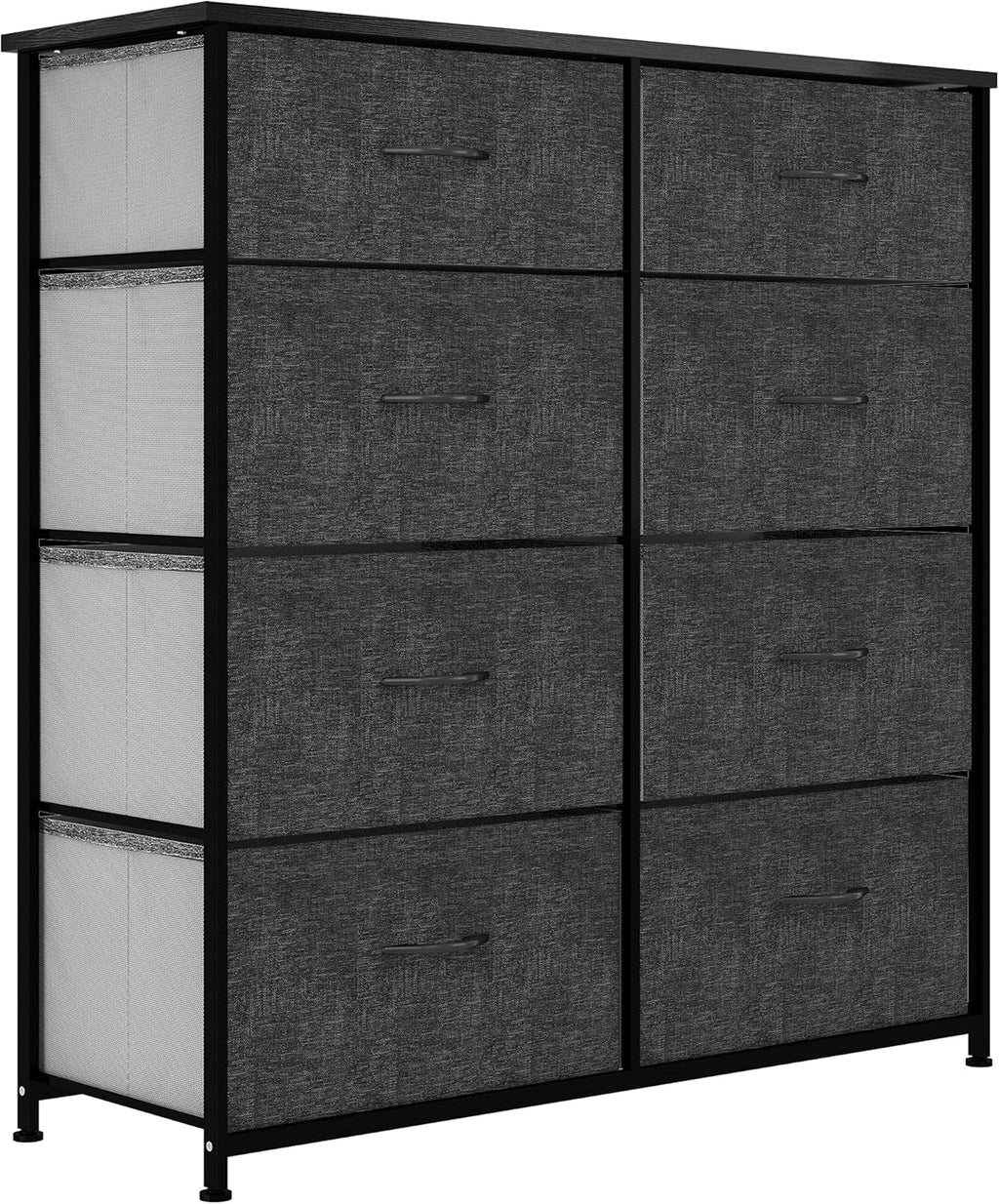 Charcoal 8 Drawer Fabric Dresser with Steel Frame and Wooden Top P507556
