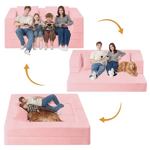 Faux Fur Convertible Bean Bag Sofa Bed with Pillow H745