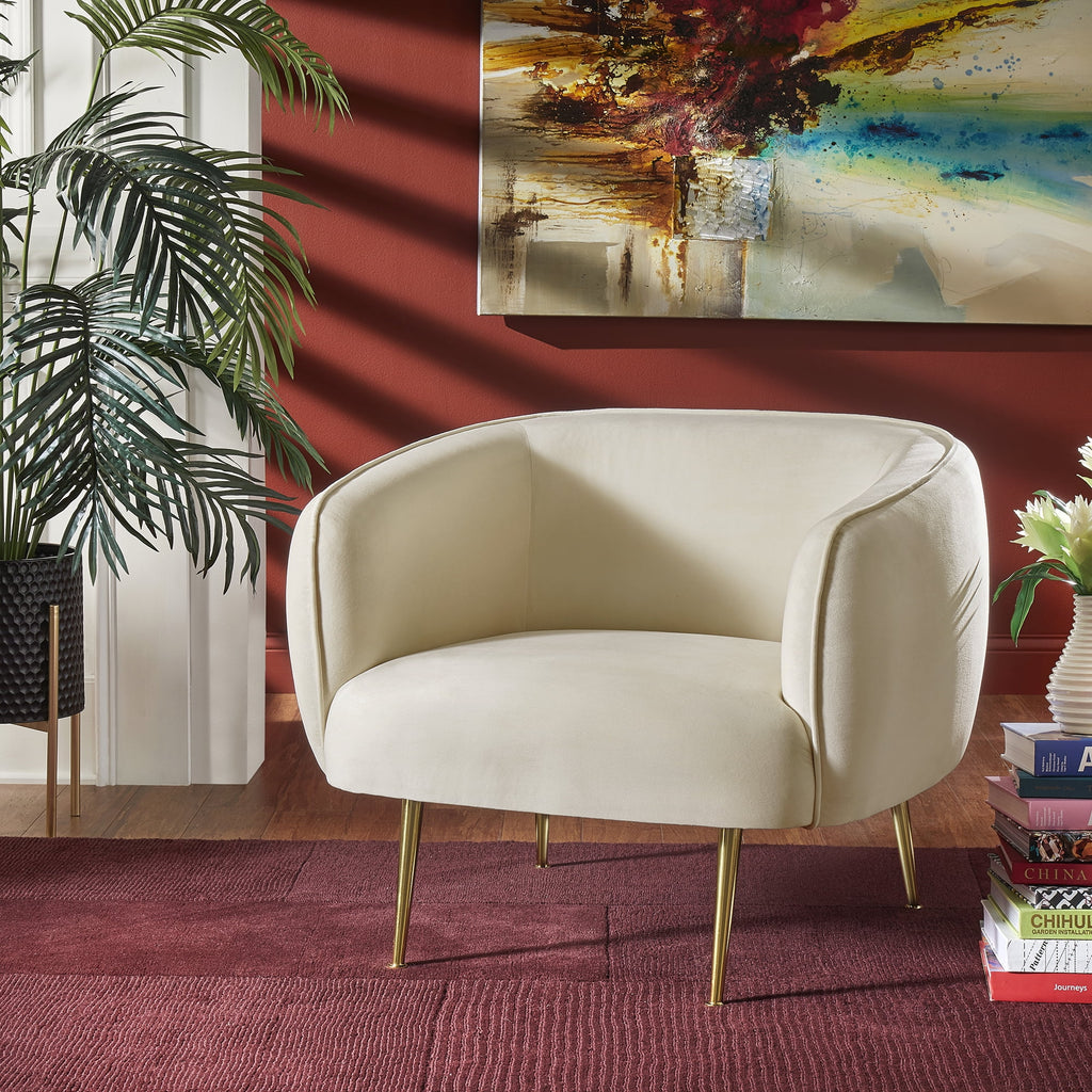 Beige Velvet Upholstered Accent Chair D944693