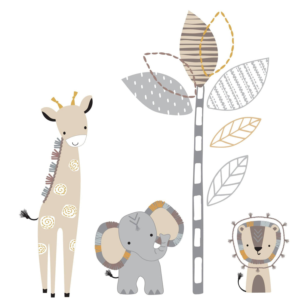 Jungle Safari Gray/Tan/White 6-Piece Baby Crib Bedding Set X390764