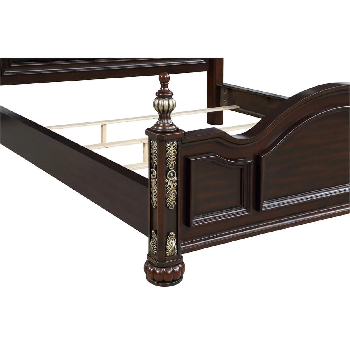 Brown Solid Wood Queen Bed Q128