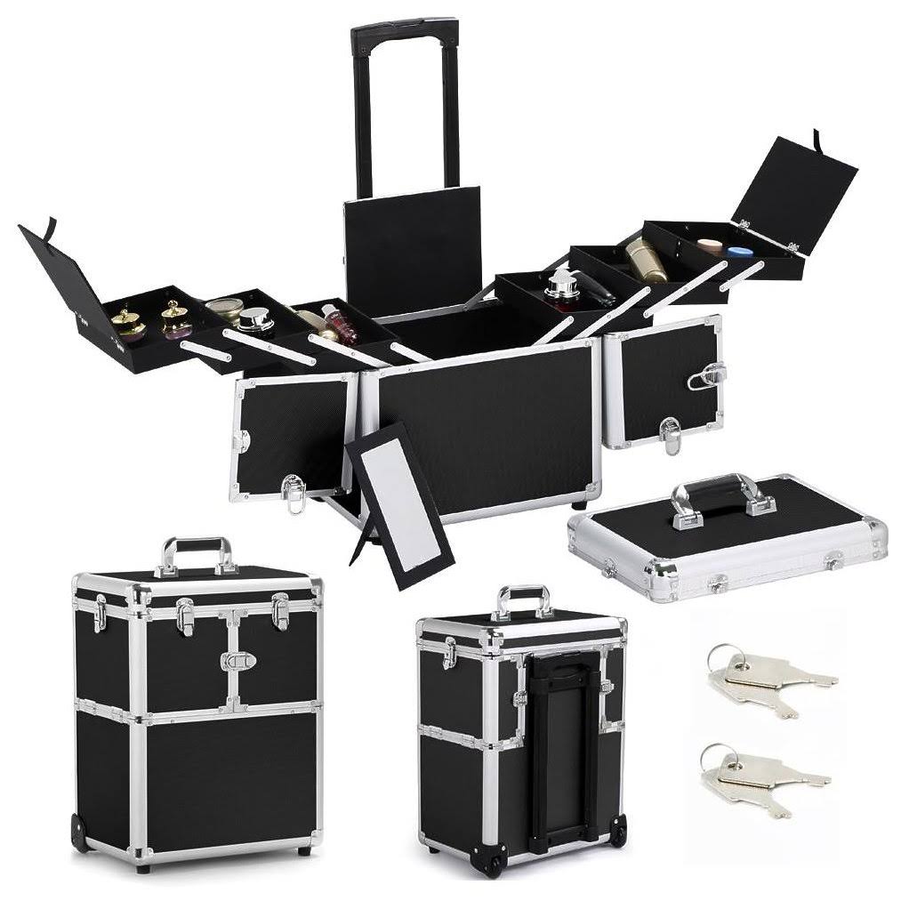 Black Aluminum Rolling Makeup Case W2413