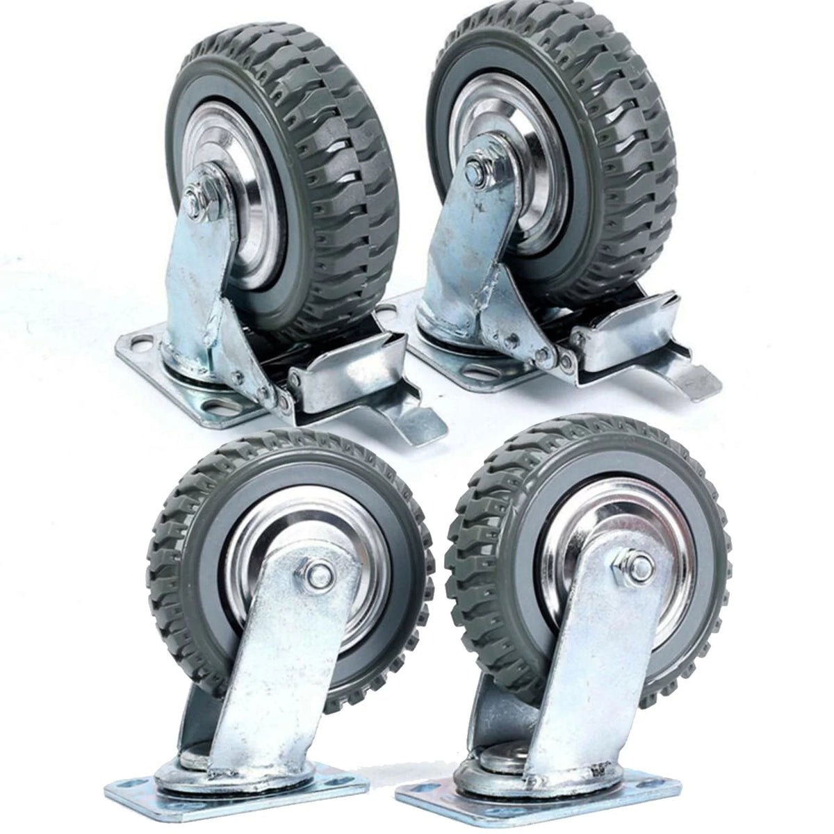 8'' Heavy Duty Anti-Skid Rubber Swivel Casters 4 Pack T5925