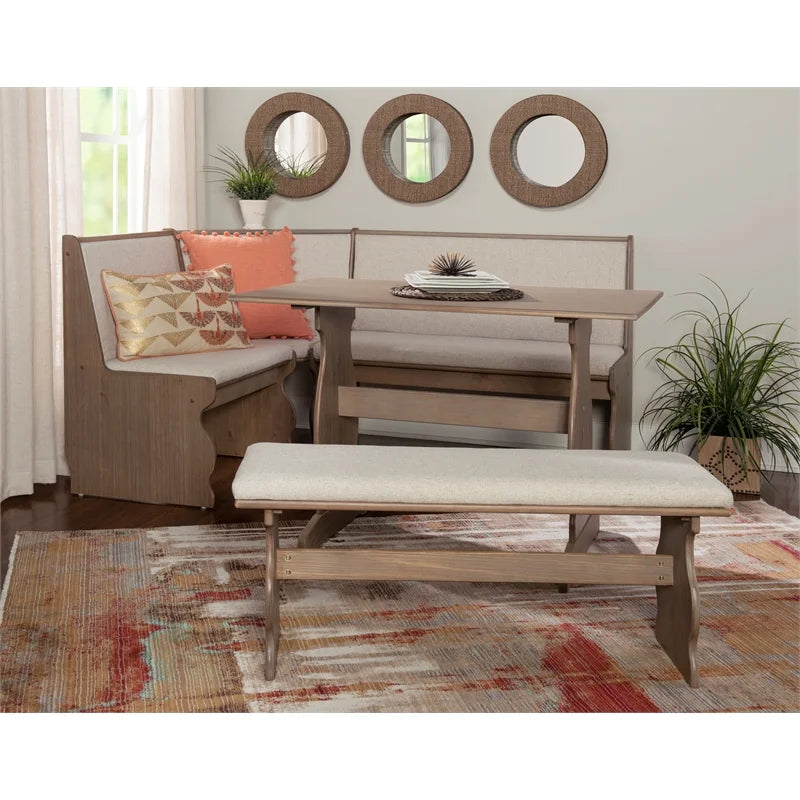 Brown Wood Corner Dining Set L354401