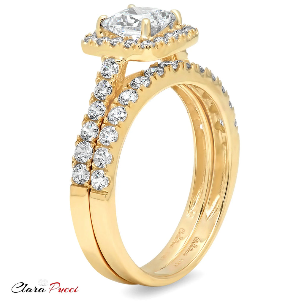 18K Yellow Gold Halo Engagement Ring with Diamond K882