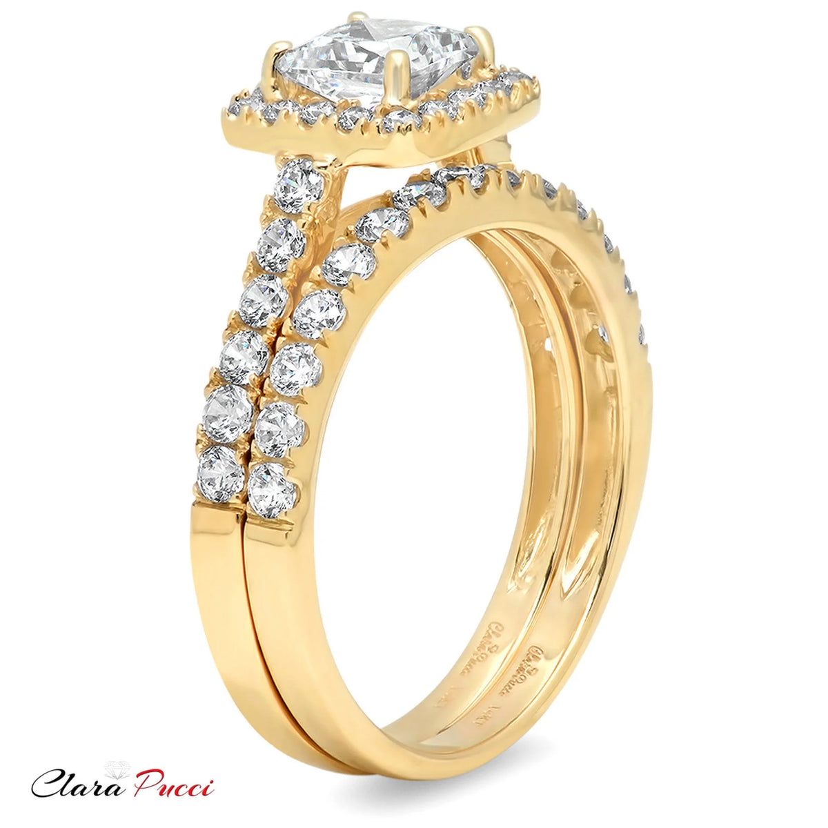 18K Yellow Gold Halo Engagement Ring with Diamond K882