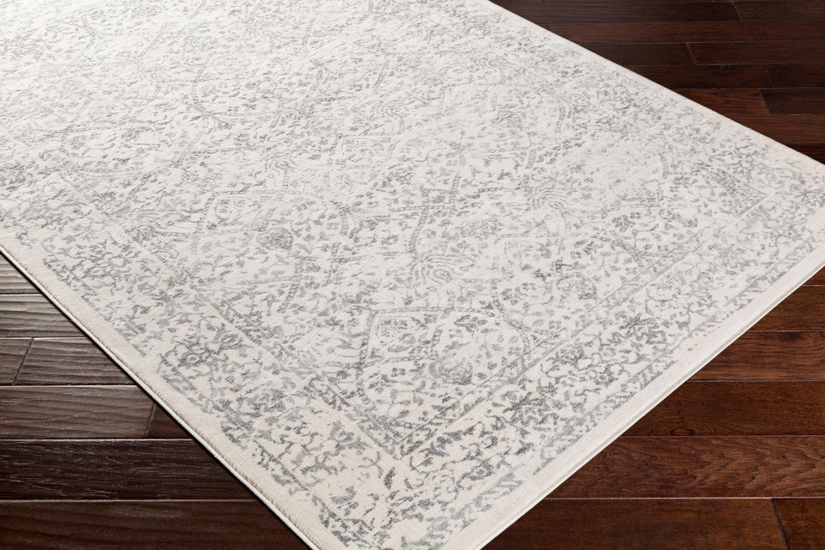 7x9 Gray Ivory Traditional Area Rug F760