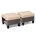 Square Rattan Storage Ottomans Set of 2 with Cushion J9349