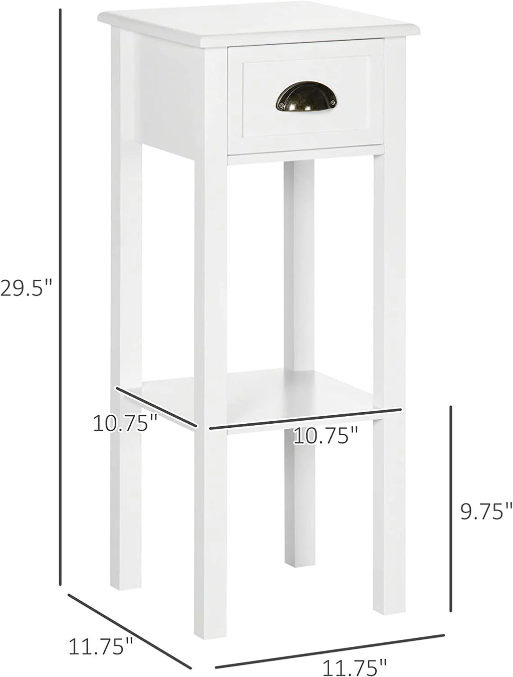 White 2-Tier Side Table with Drawer, Set of 2 G186