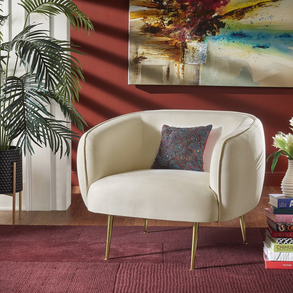 Beige Velvet Upholstered Accent Chair D944693