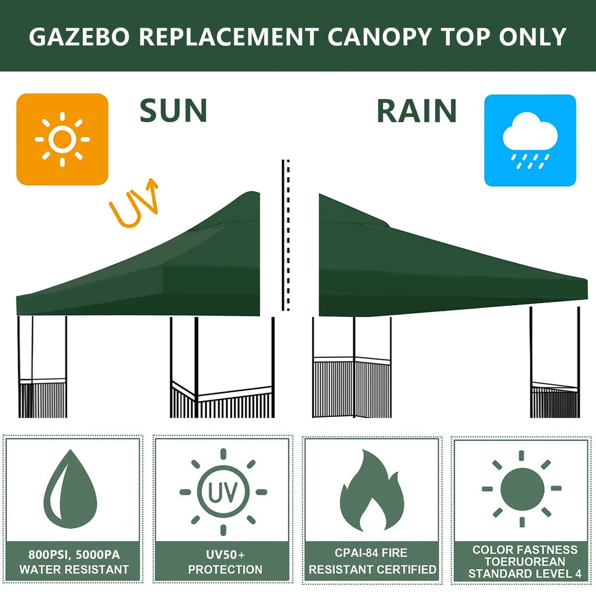 10FTx10FT Replacement Canopy Top Gazebo Tent Sunshade Cover Z9018