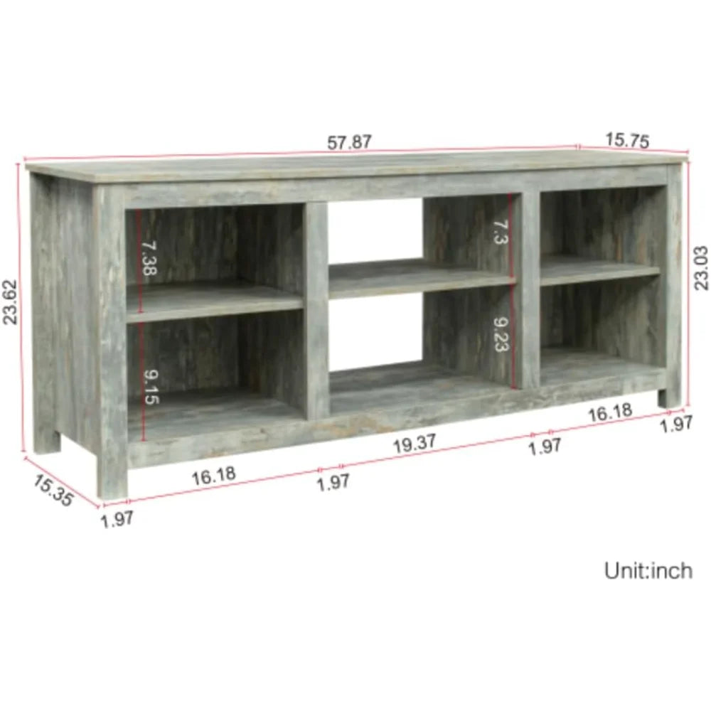 TV Station Furniture with 4 Storage Compartments and 1 Storage Cabinet Q31354