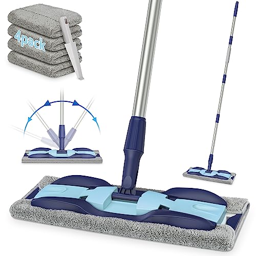 Microfiber Flat Mop with 4 Washable Pads R5877