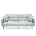 Light Gray Linen Fabric Tufted Split-Back Futon Sofa with 2 Pillows G4897