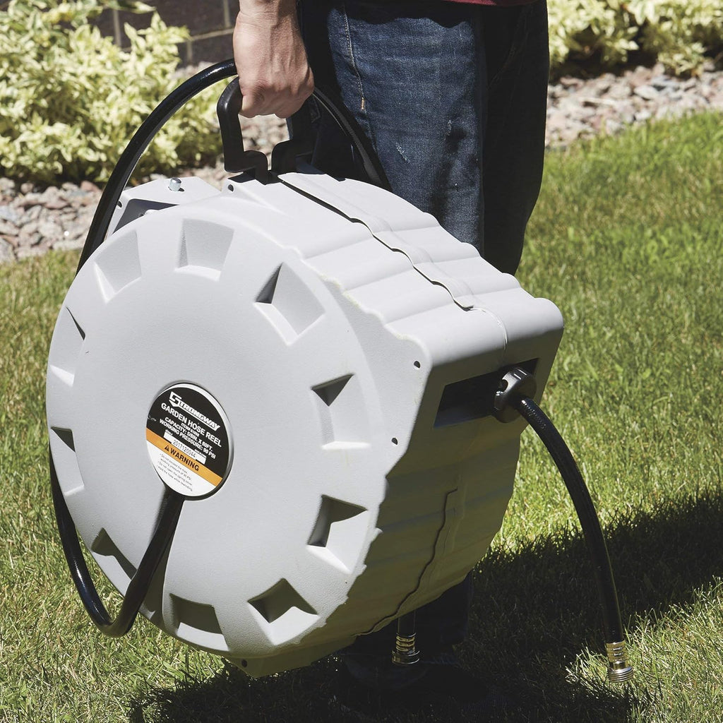 Retractable Garden Hose Reel with 5/8in. Dia. x 80ft. Hose - Wall Mount I317286