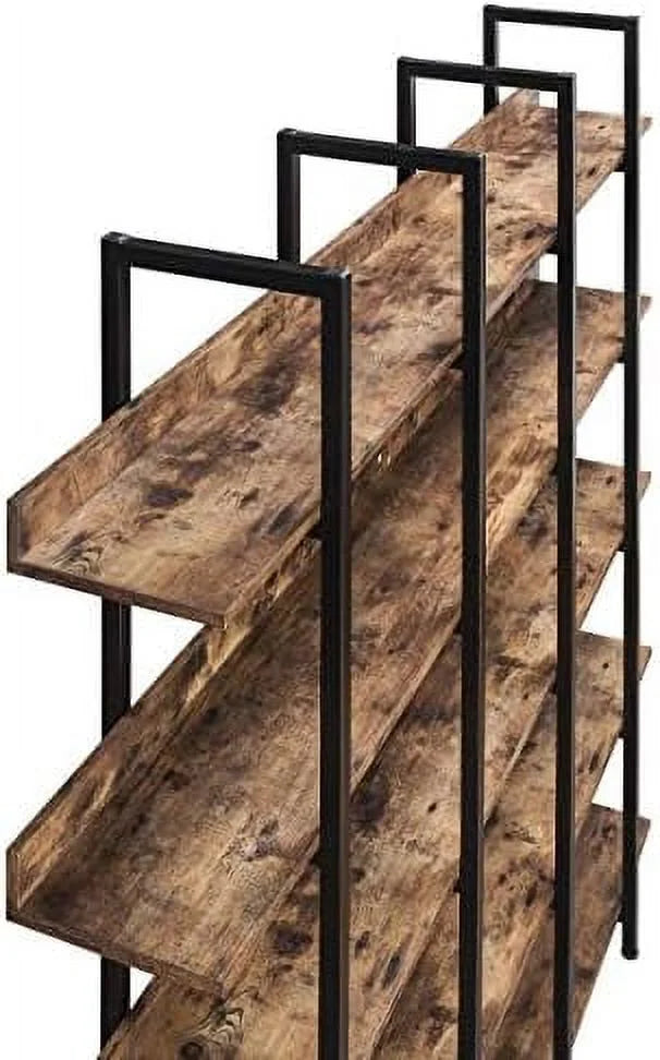 Oak 7-Tier L-Shaped Corner Bookshelf R98564