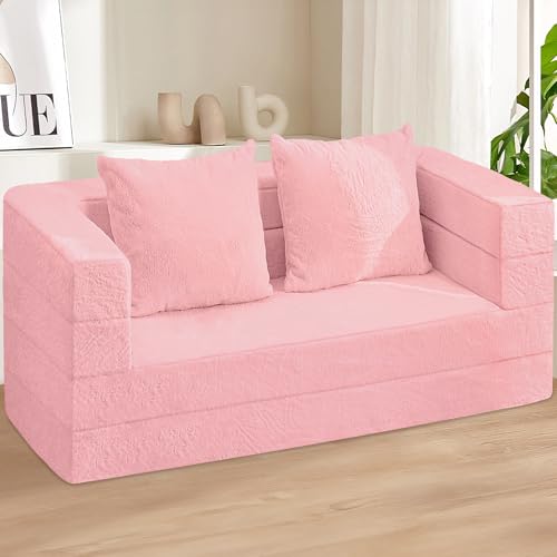 Faux Fur Convertible Bean Bag Sofa Bed with Pillow H745