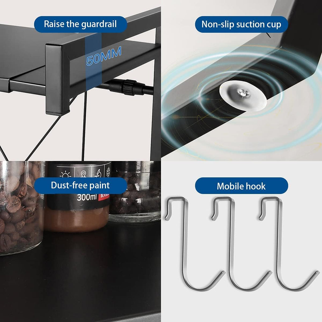 Adjustable Microwave Oven Rack Shelf, Expandable, Black, Pack of 2 C5669