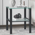 Black Glass Top Metal Frame End Table N3601