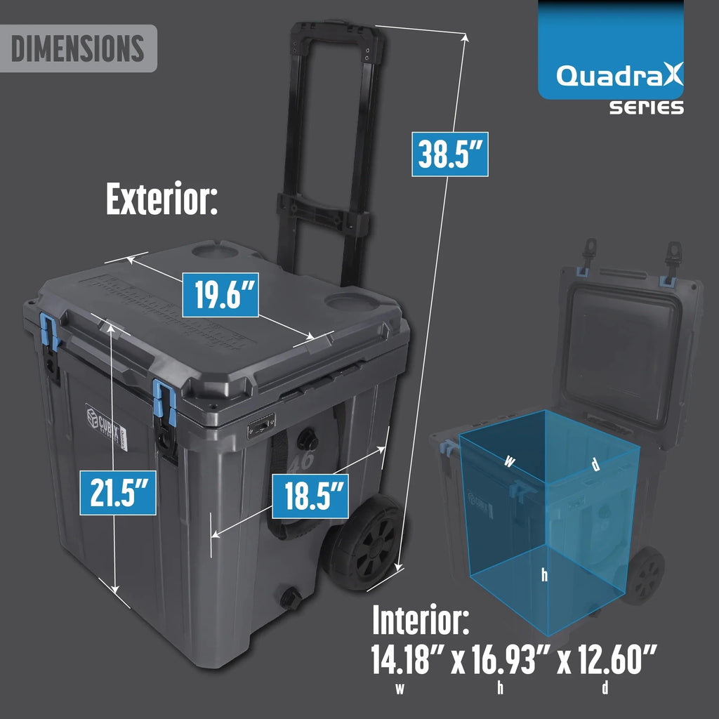 46QT Wheeled Rotomolded Portable Hard Cooler, Abyss Blue F598