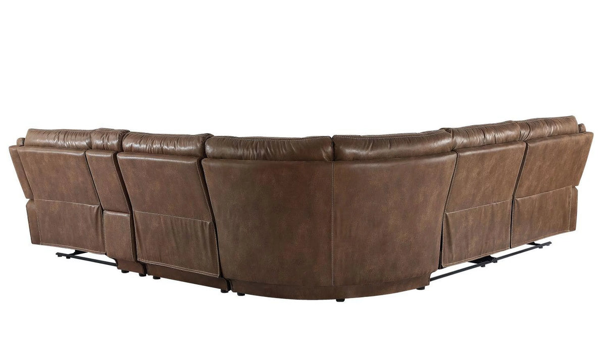 Cocoa Brown Faux Leather 6-Piece Reclining Sectional J987