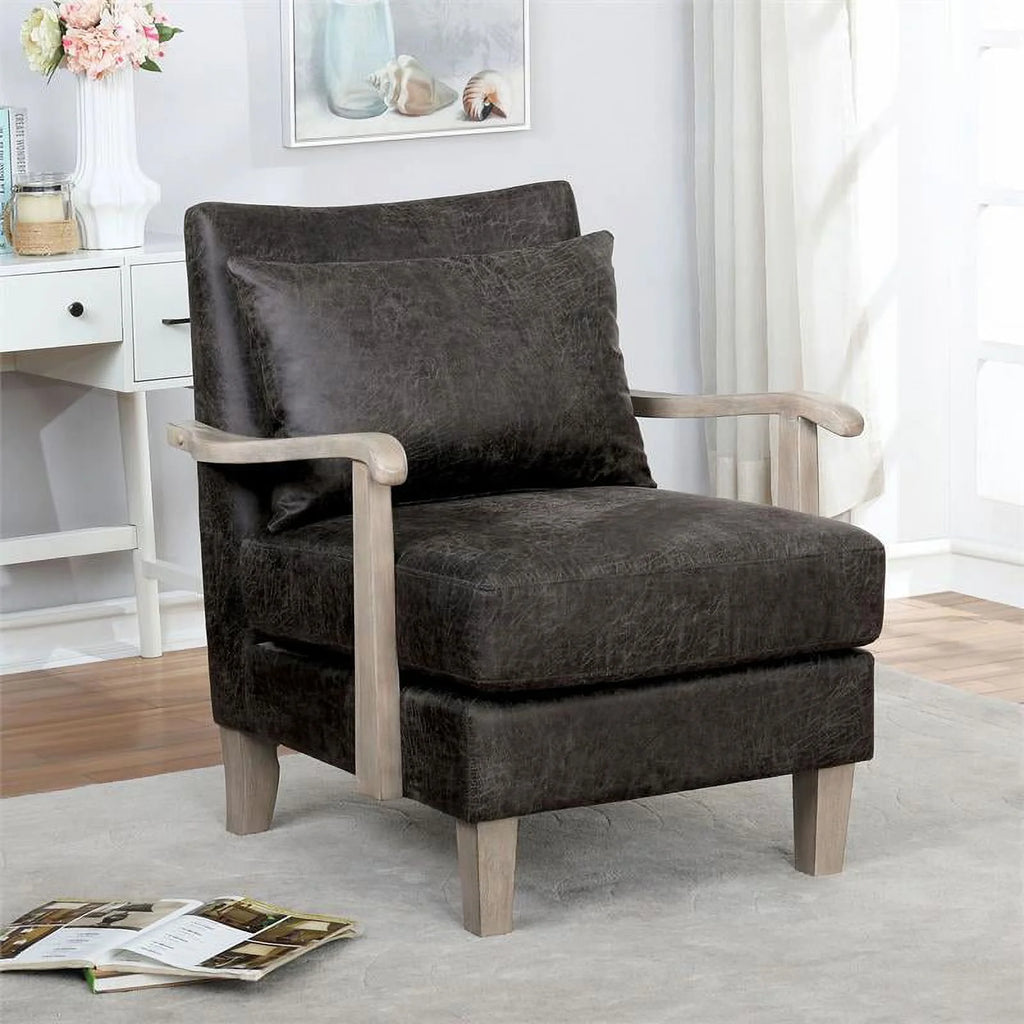 Light Gray Faux Leather Accent Chair (Set of 2) J58790
