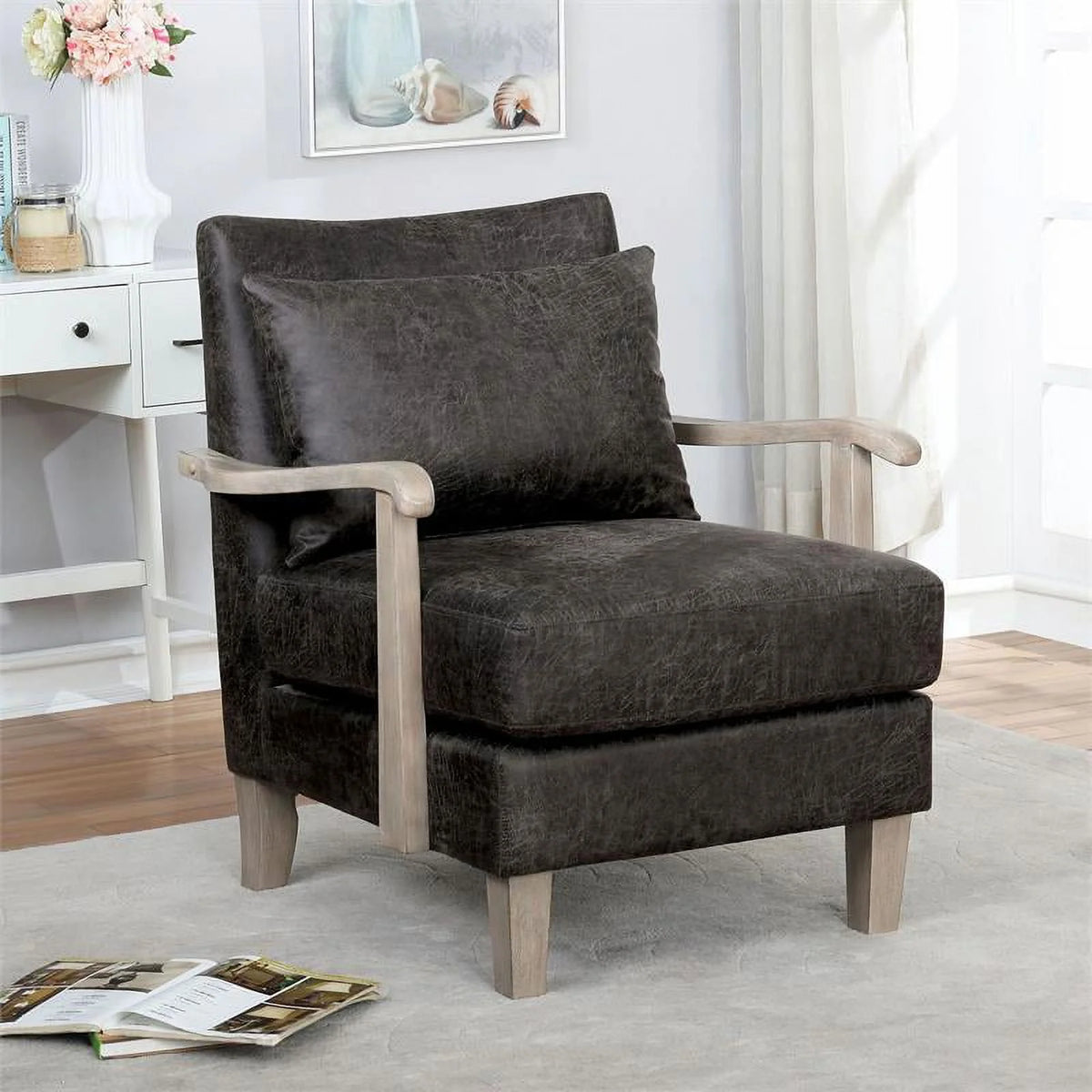 Light Gray Faux Leather Accent Chair (Set of 2) J58790