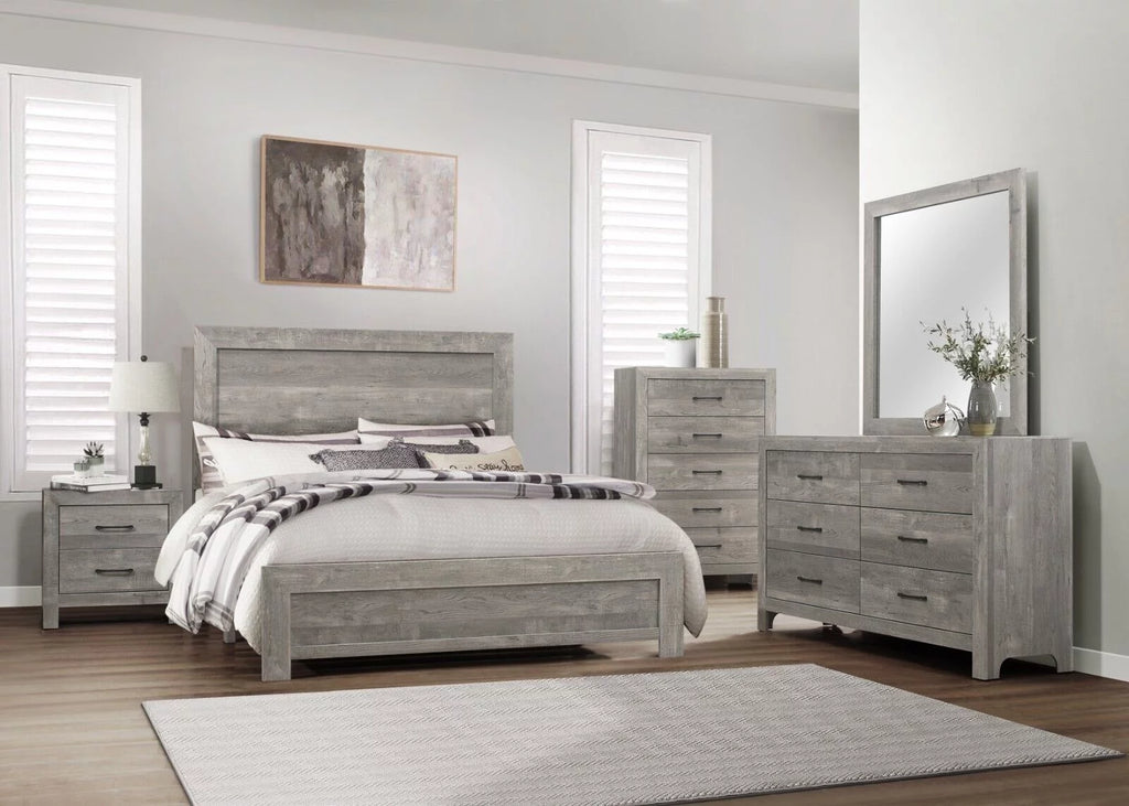 5pc Queen Size Bedroom Set with Dresser Nightstand Mirror Chest B4498