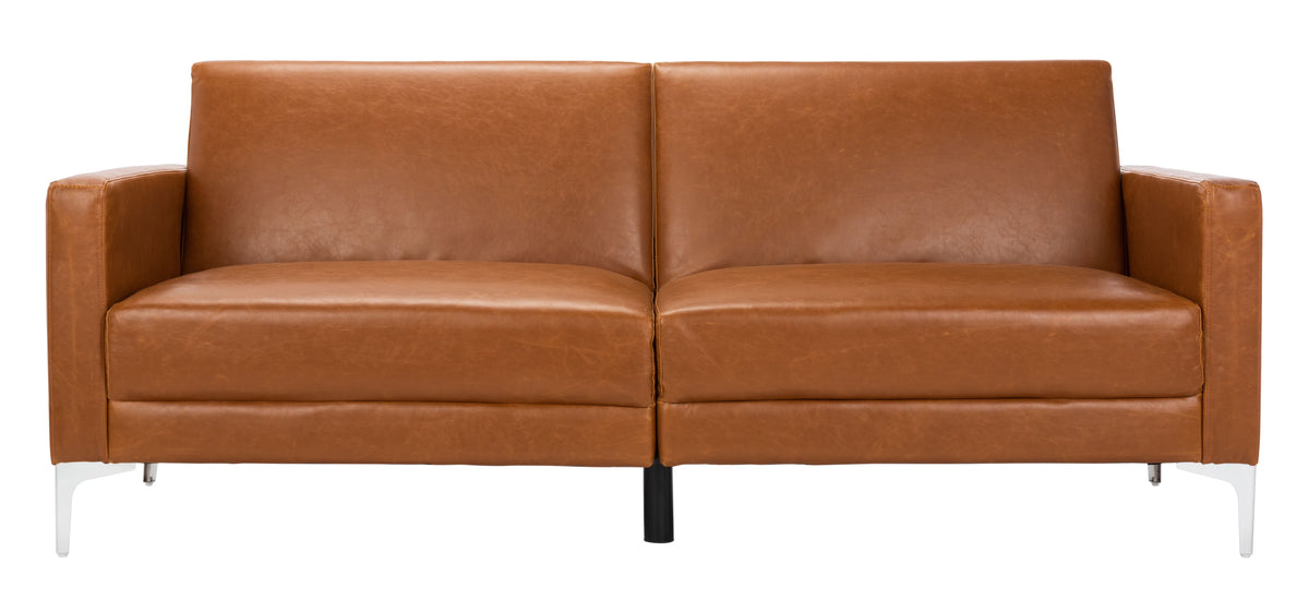 Cognac/Chrome Foldable Futon Bed J847