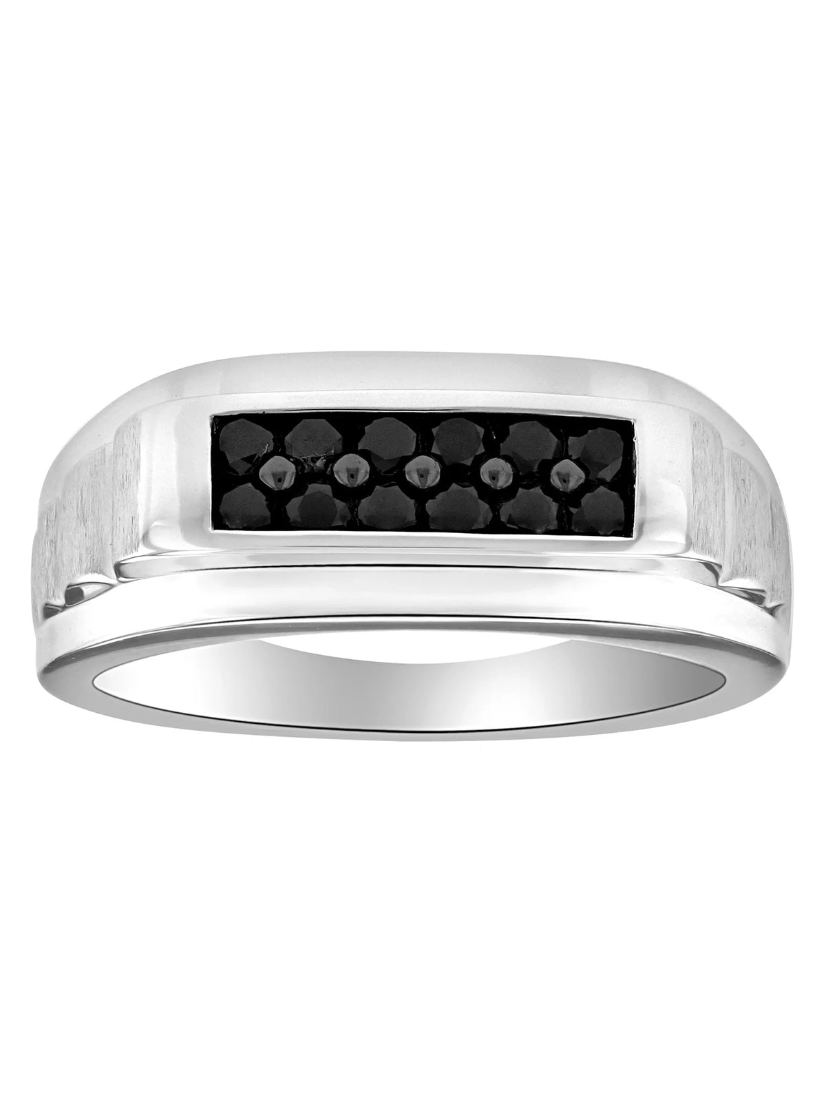 High Polish Black Diamond Sterling Silver Ring W154