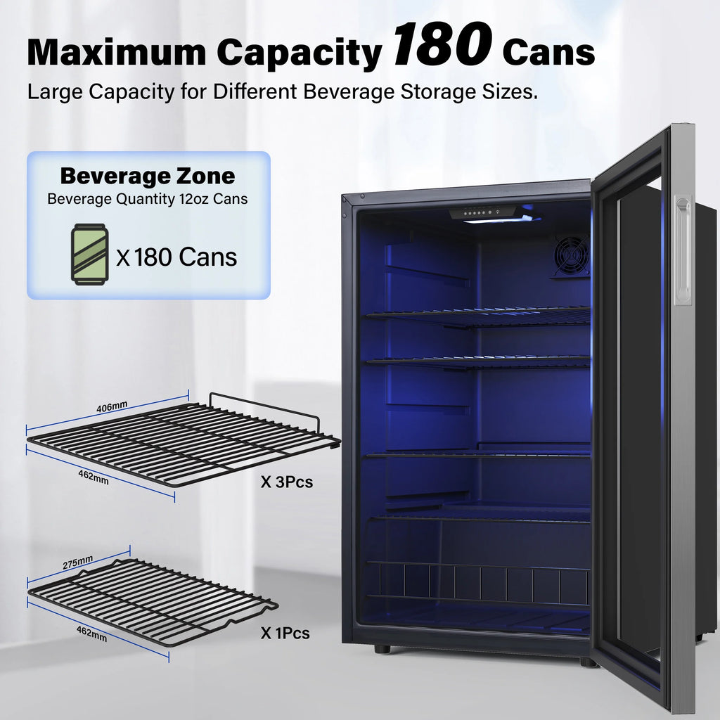 141-180 Can Freestanding Mini Beverage Refrigerator with Glass Door Z134