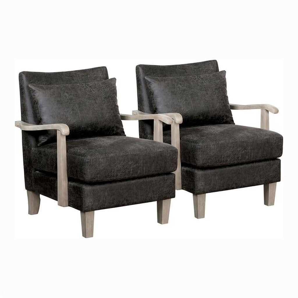 Light Gray Faux Leather Accent Chair (Set of 2) J58790