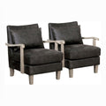 Light Gray Faux Leather Accent Chair (Set of 2) J58790