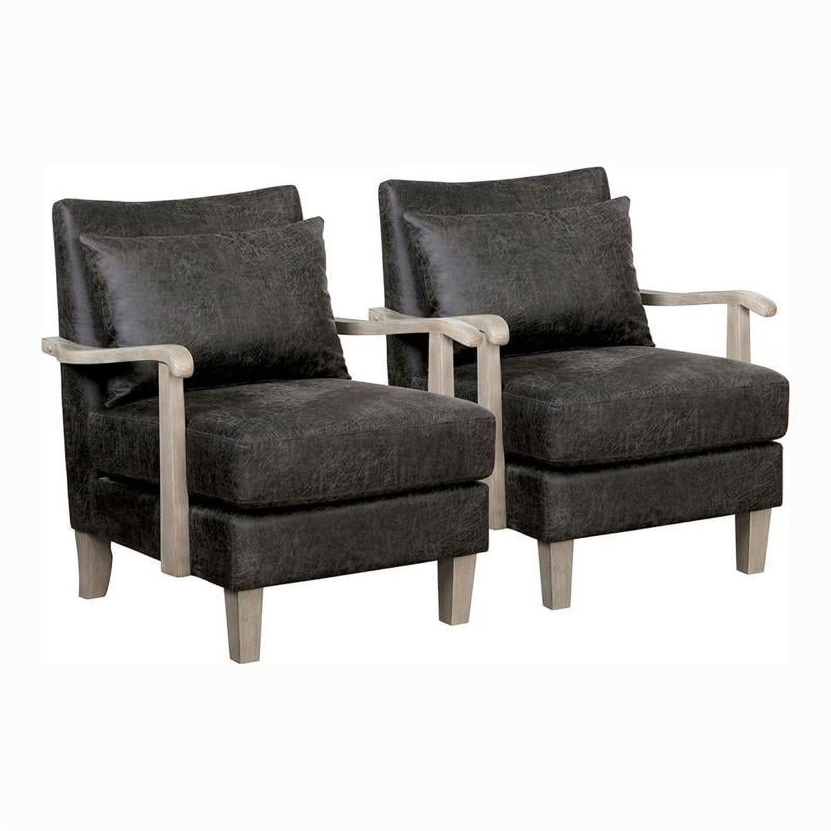 Light Gray Faux Leather Accent Chair (Set of 2) J58790