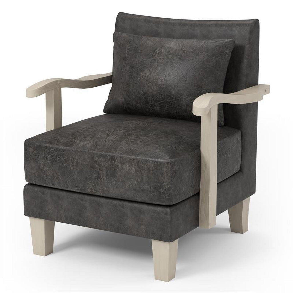 Light Gray Faux Leather Accent Chair (Set of 2) J58790