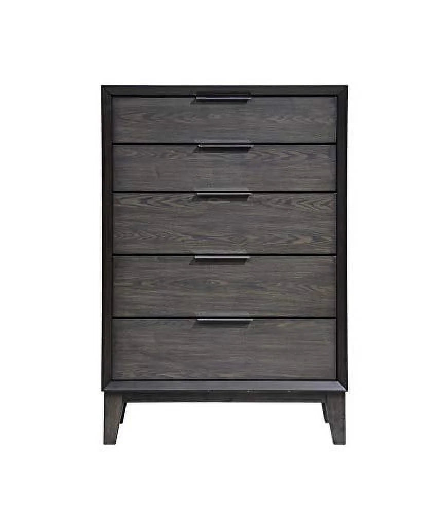 King Size Gray Bedroom Set with Bed Dresser Mirror Chest and 2 Nightstands U280353