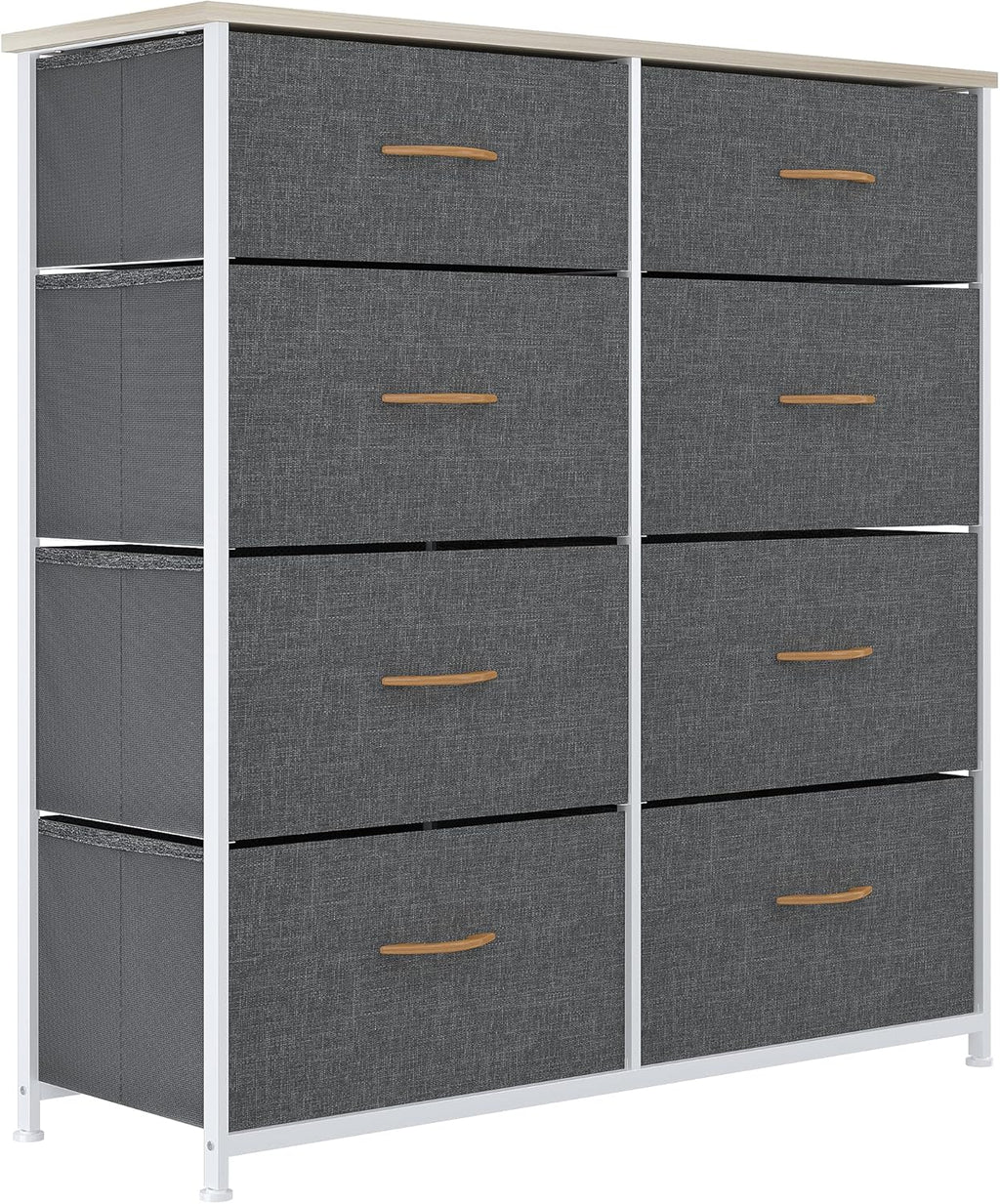 Charcoal 8 Drawer Fabric Dresser with Steel Frame and Wooden Top P507556