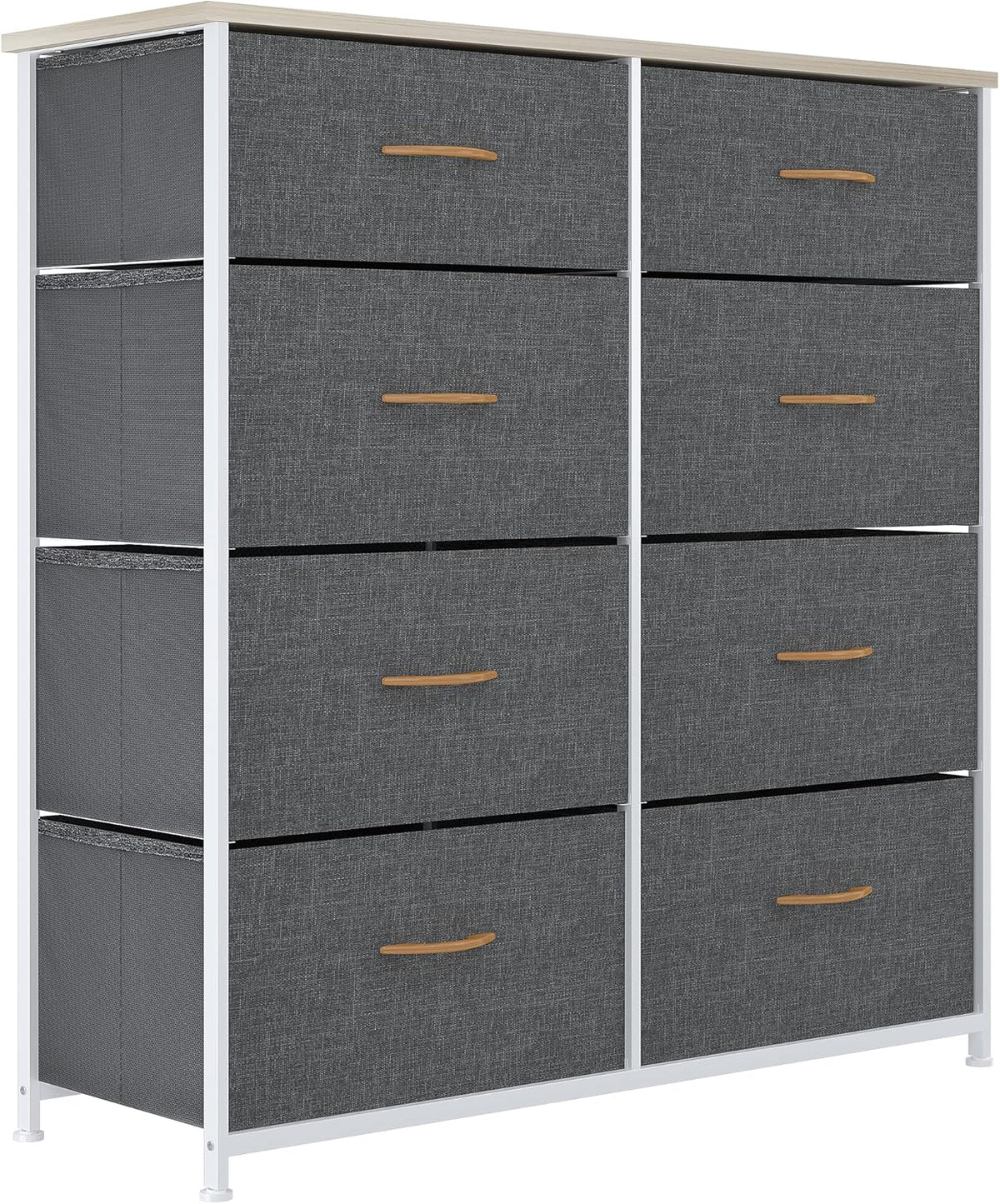 Charcoal 8 Drawer Fabric Dresser with Steel Frame and Wooden Top P507556