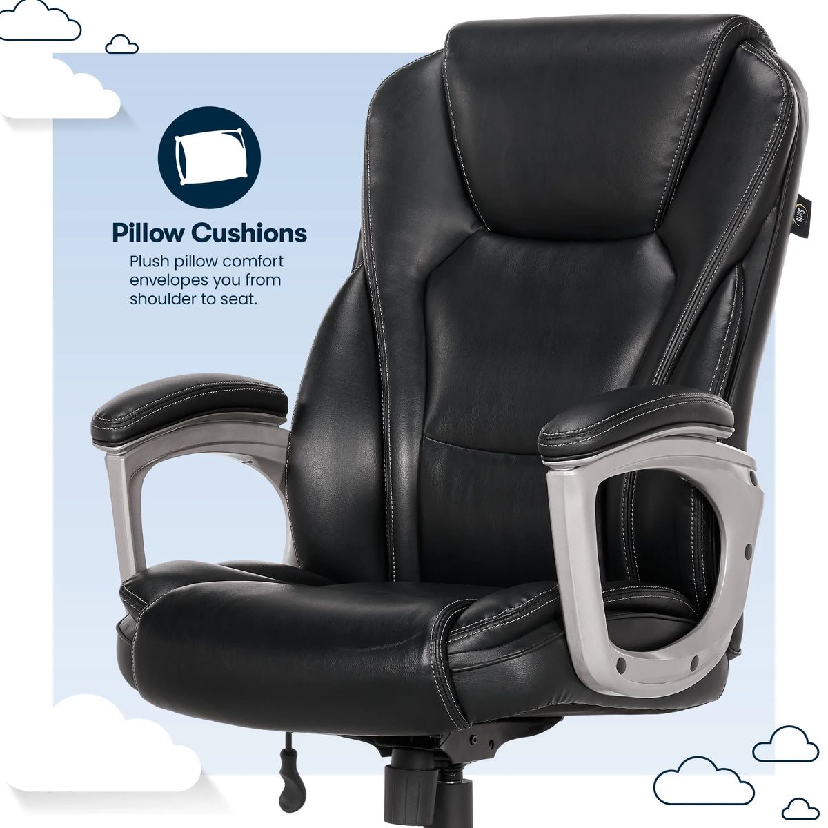 Black Bonded Leather Office Chair with Memory Foam W717