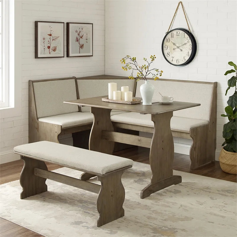 Brown Wood Corner Dining Set L354401
